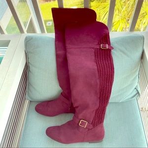 Burgundy Knit Boots